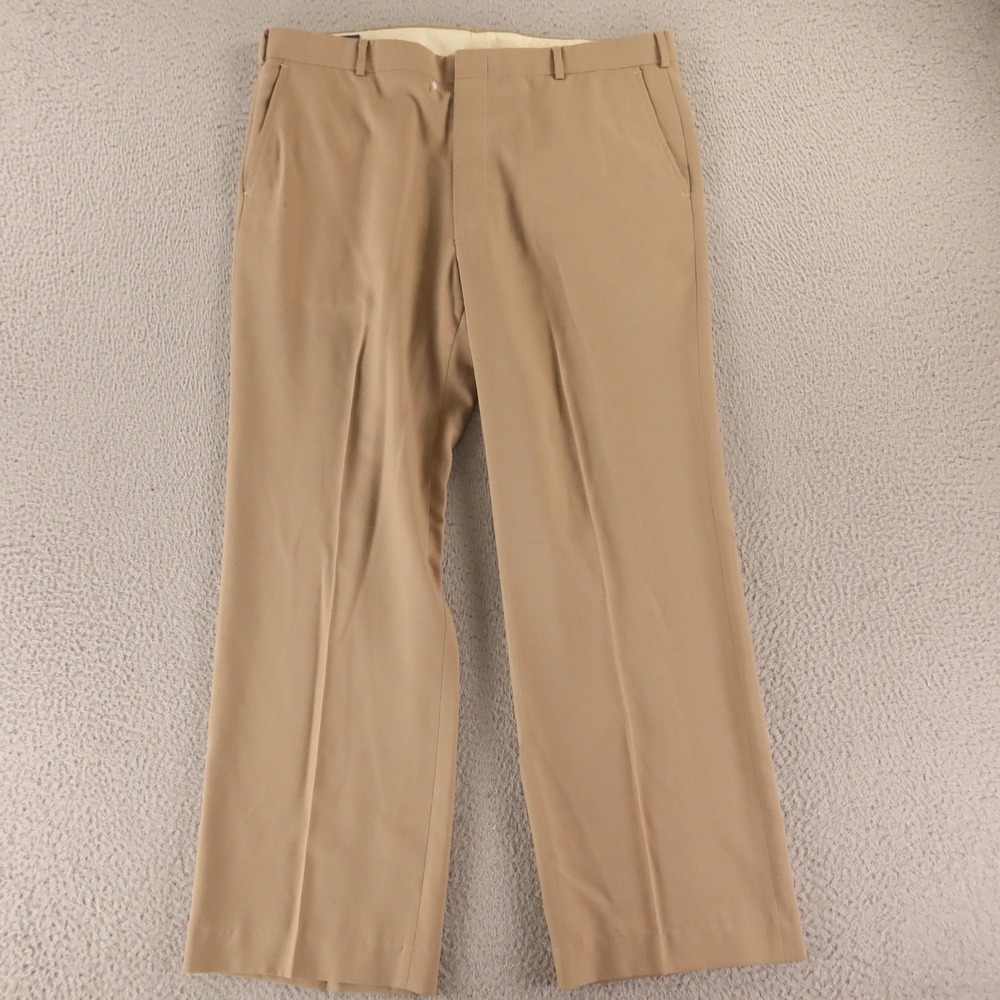 John Alexander Pants Mens 36 Beige Wool Blend Hopsack Trouser Slacks 36x28‎